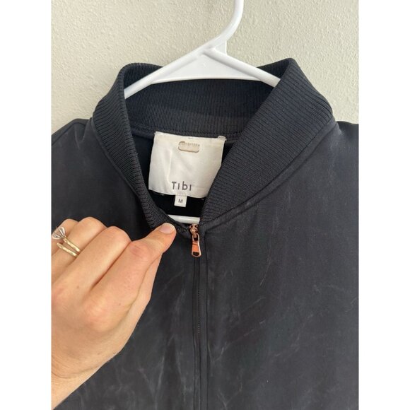 Tibi 100% Silk Jacket in Black Women’s Medium M Zip Up Long Sleeve Top Blouse - Picture 3 of 5